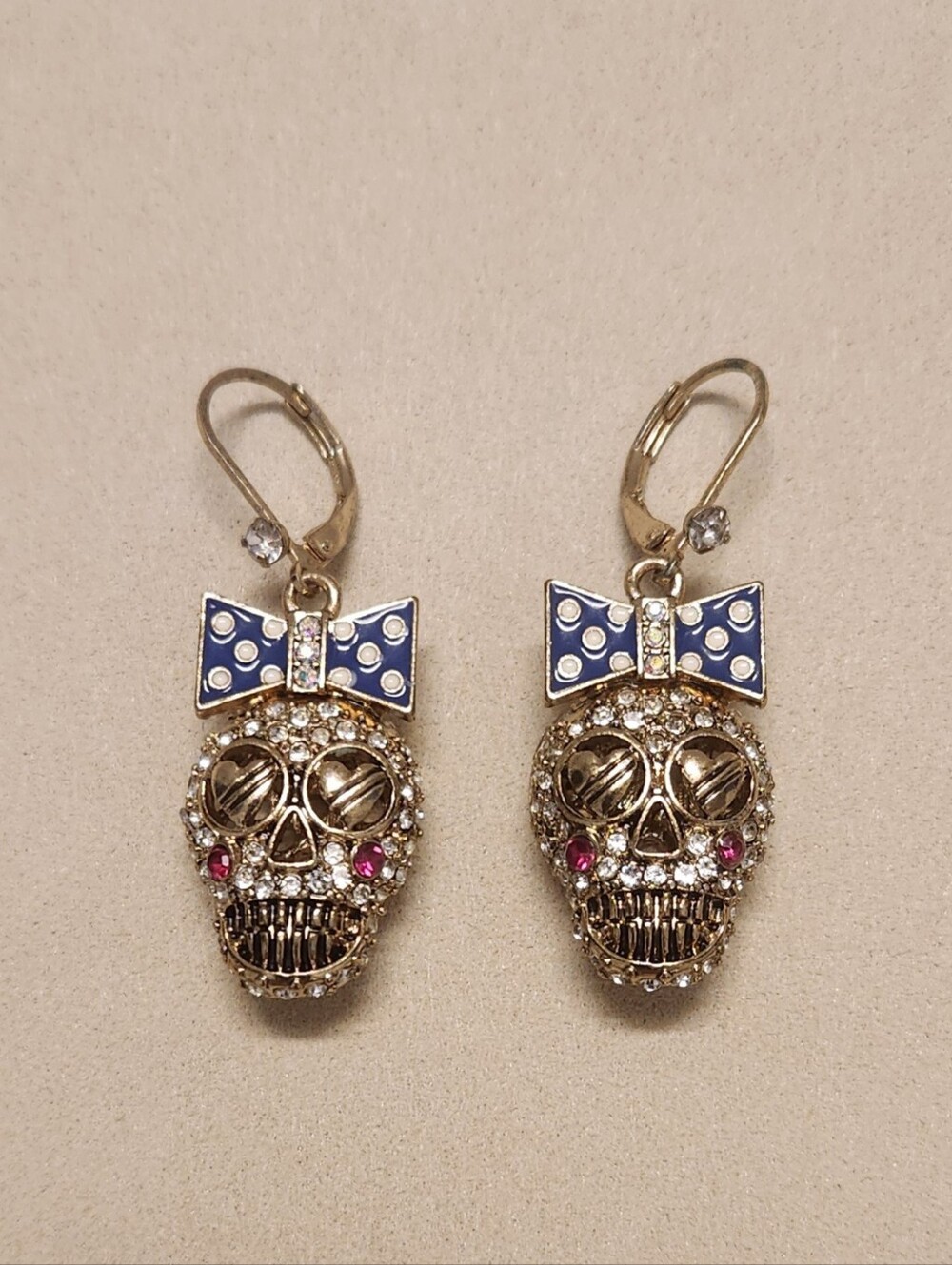 Betsey Johnson Ivy League Skull Earrings